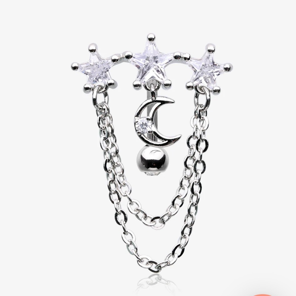 Celestial stars top down belly ring